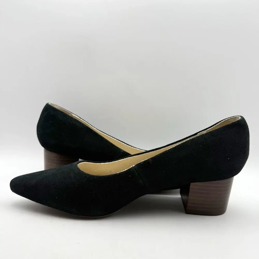 Hush Puppies Womens Sofie Pumps Size 11 EU 43 Black Nubuck Leather Slip On NWOB